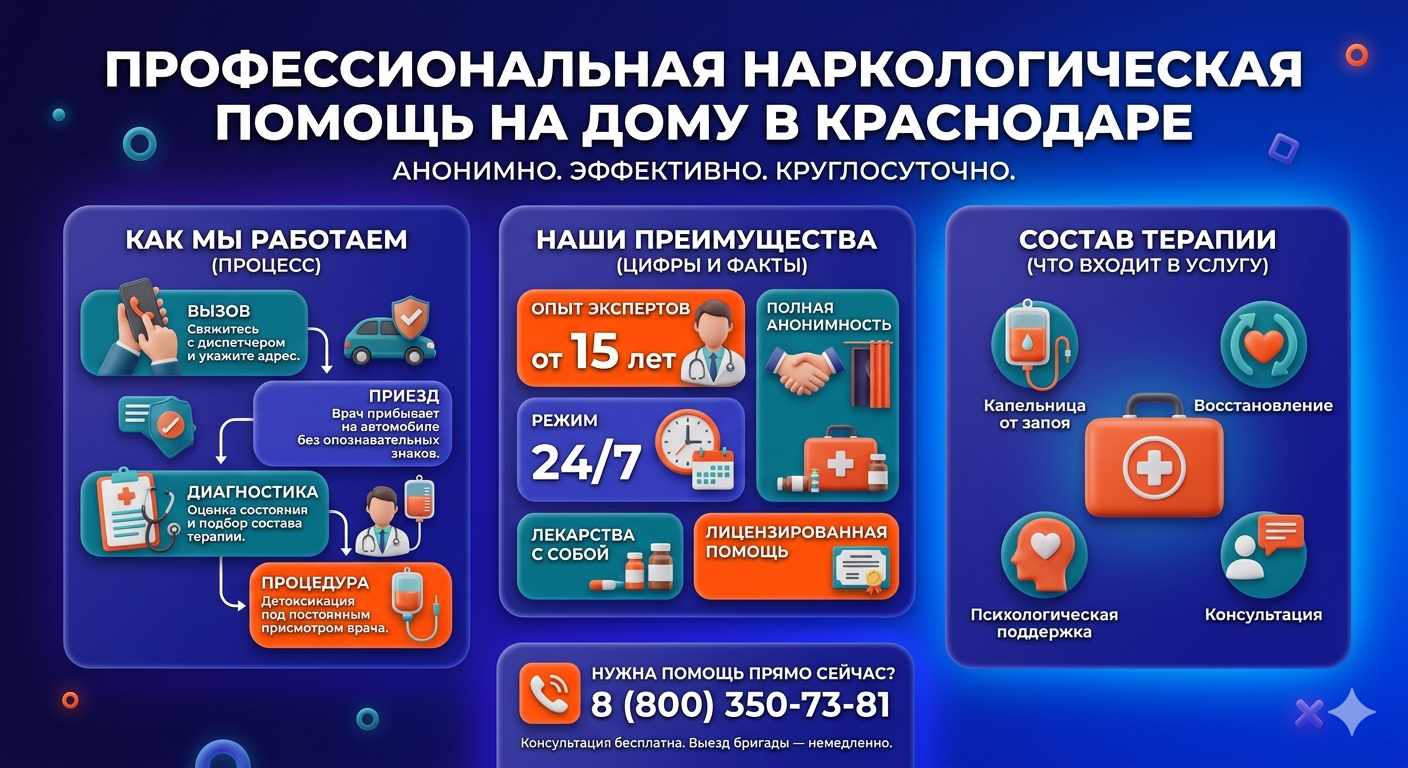 Инфографика о принципах лечения алкоголизма на дому в Светлогорске: этапы вызова нарколога, преимущества анонимной детоксикации и состав медицинской помощи.